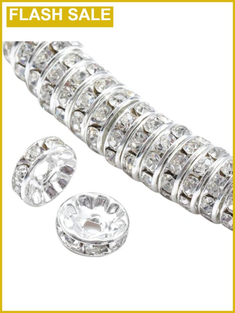 Rhinestone Rondelle Spacer Beads 100 Pcs 6mm DIY Jewelry Making Supplies